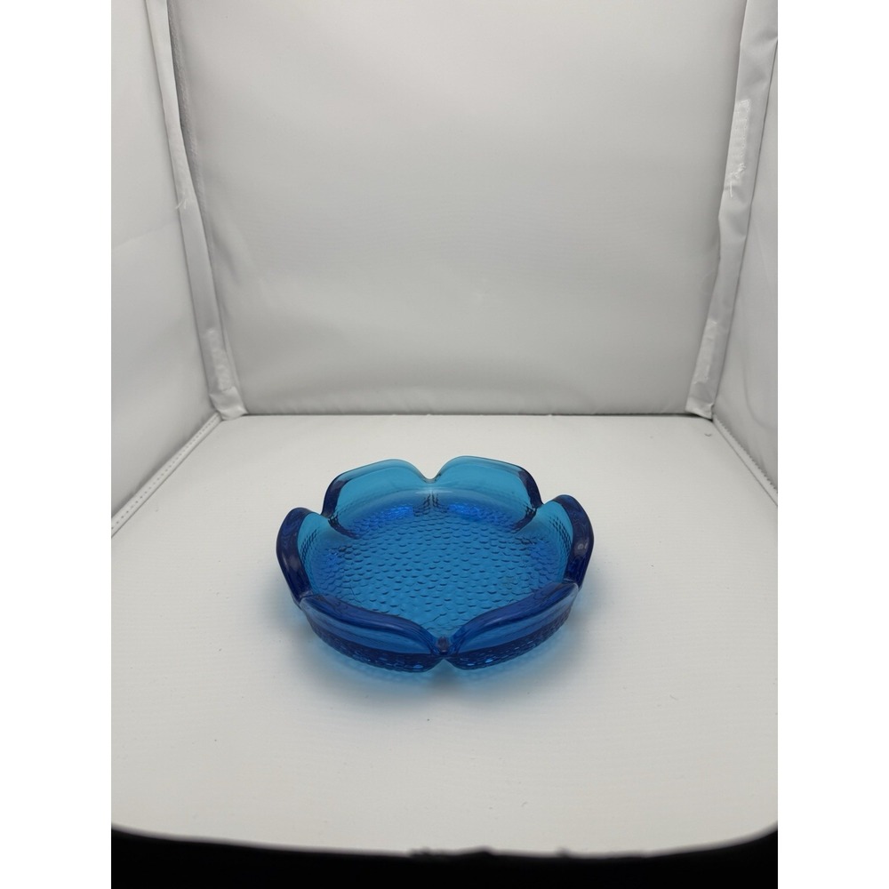 Mid-20th‎ Century Blue Glass Ashtray 1940s 1950s 1960s Mid Century